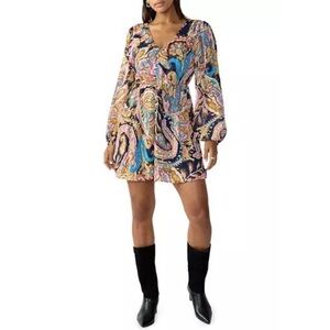 Sanctuary “Girls Day Out” Long Sleeve Deep-V Mini Dress – Size Medium – NWT